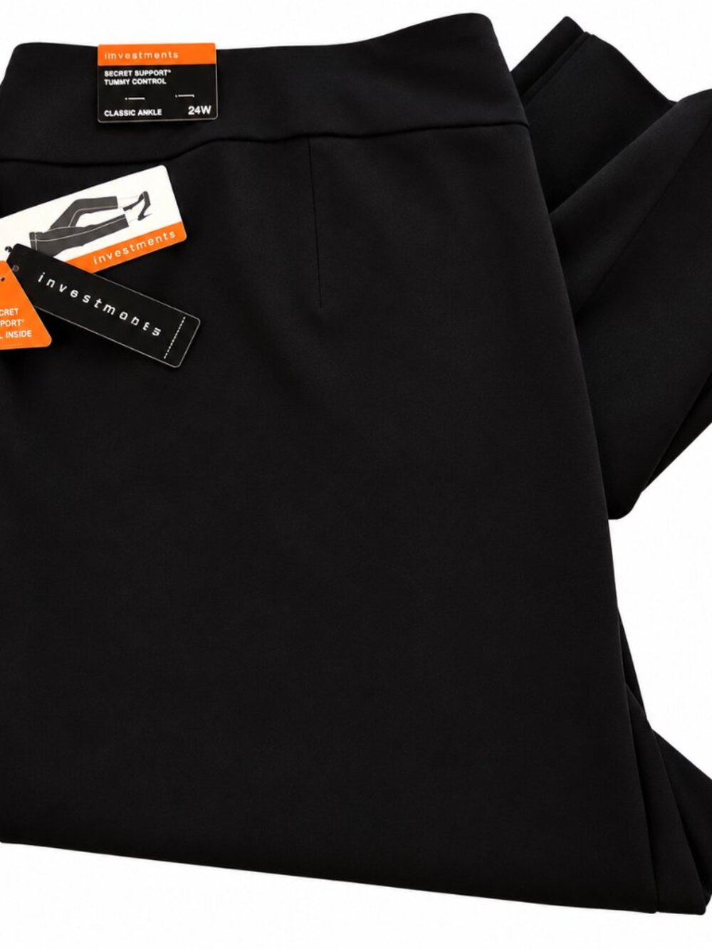 Investments Park Ave Fit Black Pull On Pants 24W Tummy Control New With Tags